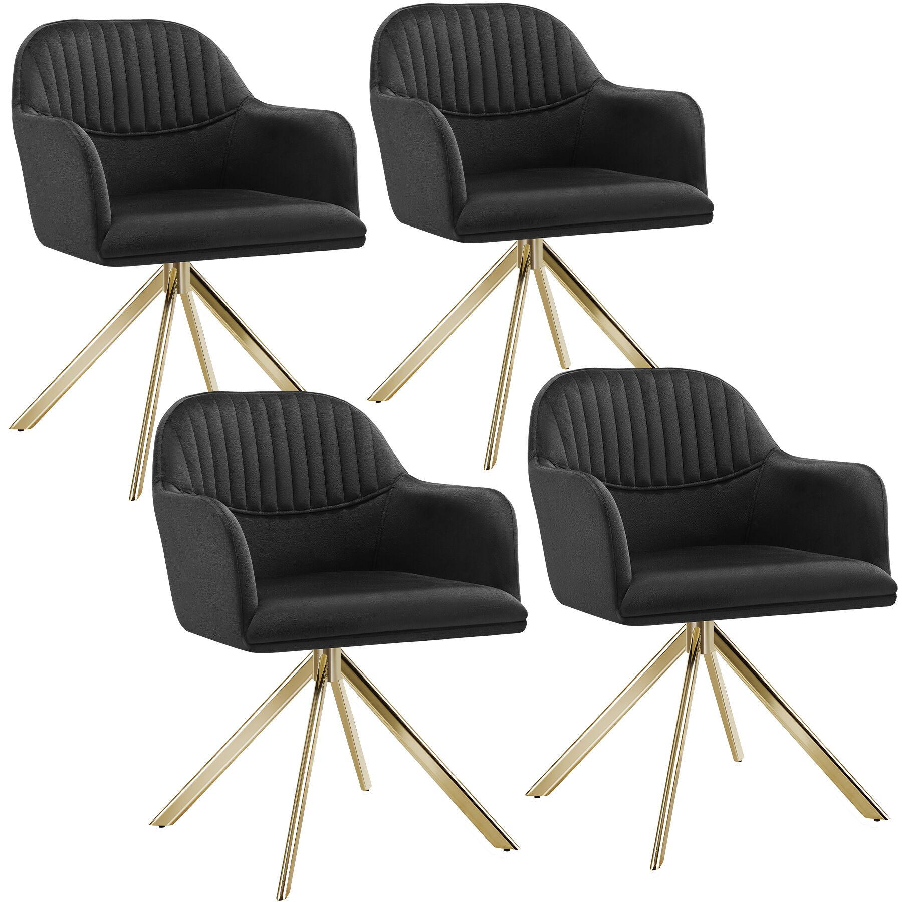 tectake Drehstuhl Schwarz, Gold 56x81x59 cm