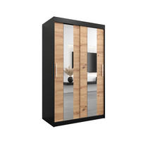 SCHWEBETÜRENSCHRANK 200/120/62 2-türig - Silberfarben/Schwarz, Holz/Kunststoff (120/200/62cm) - Abiks Möbel