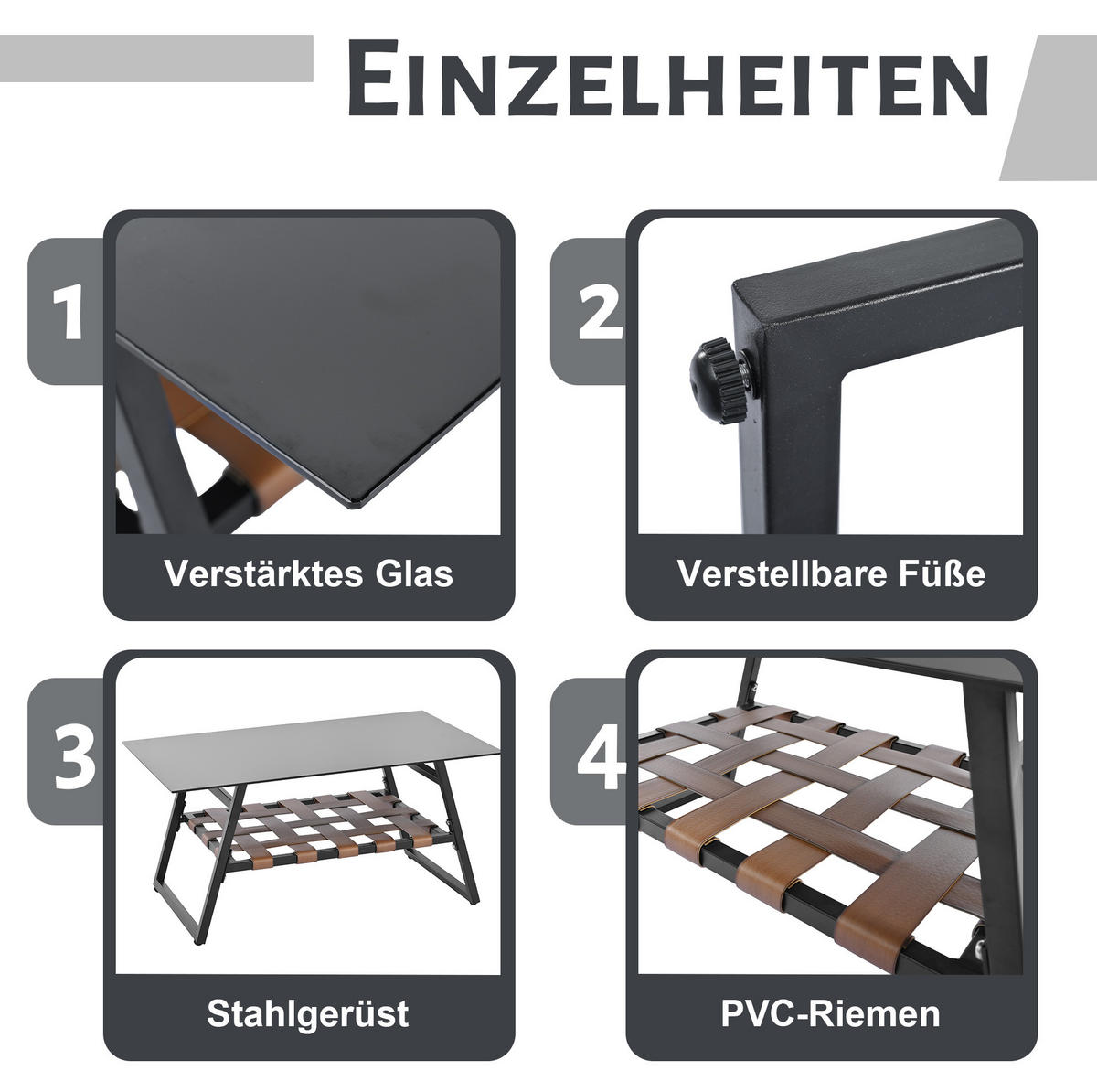 GARTENLOUNGE 114/57/80 cm schwarz aus PVC mit Couchtisch und Kissen - Schwarz, Kunststoff - OKWISH
