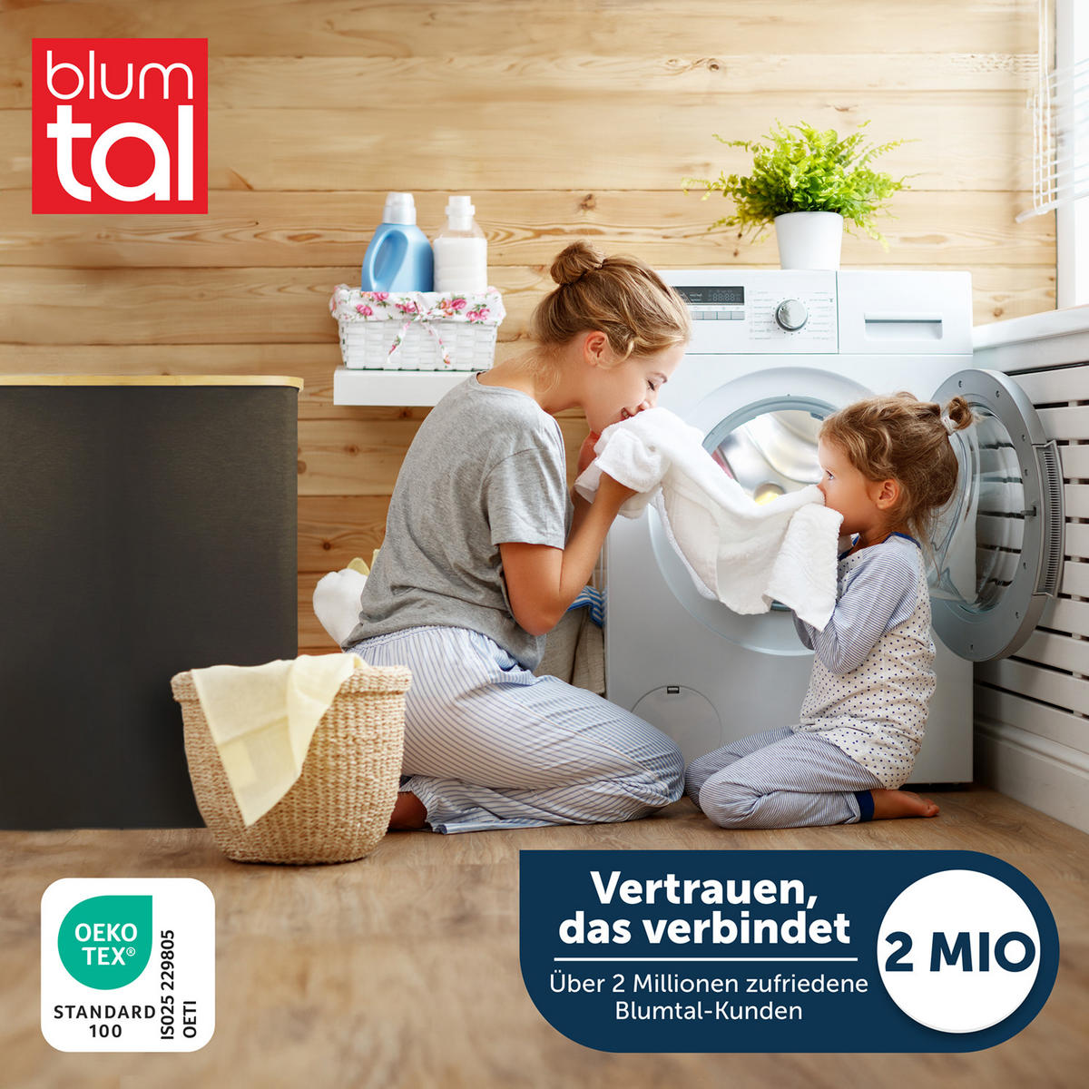 KÔŠ na bielizeň s vekom, 150L, Čierny - čierna, drevo (37/70/57cm) - Blumtal