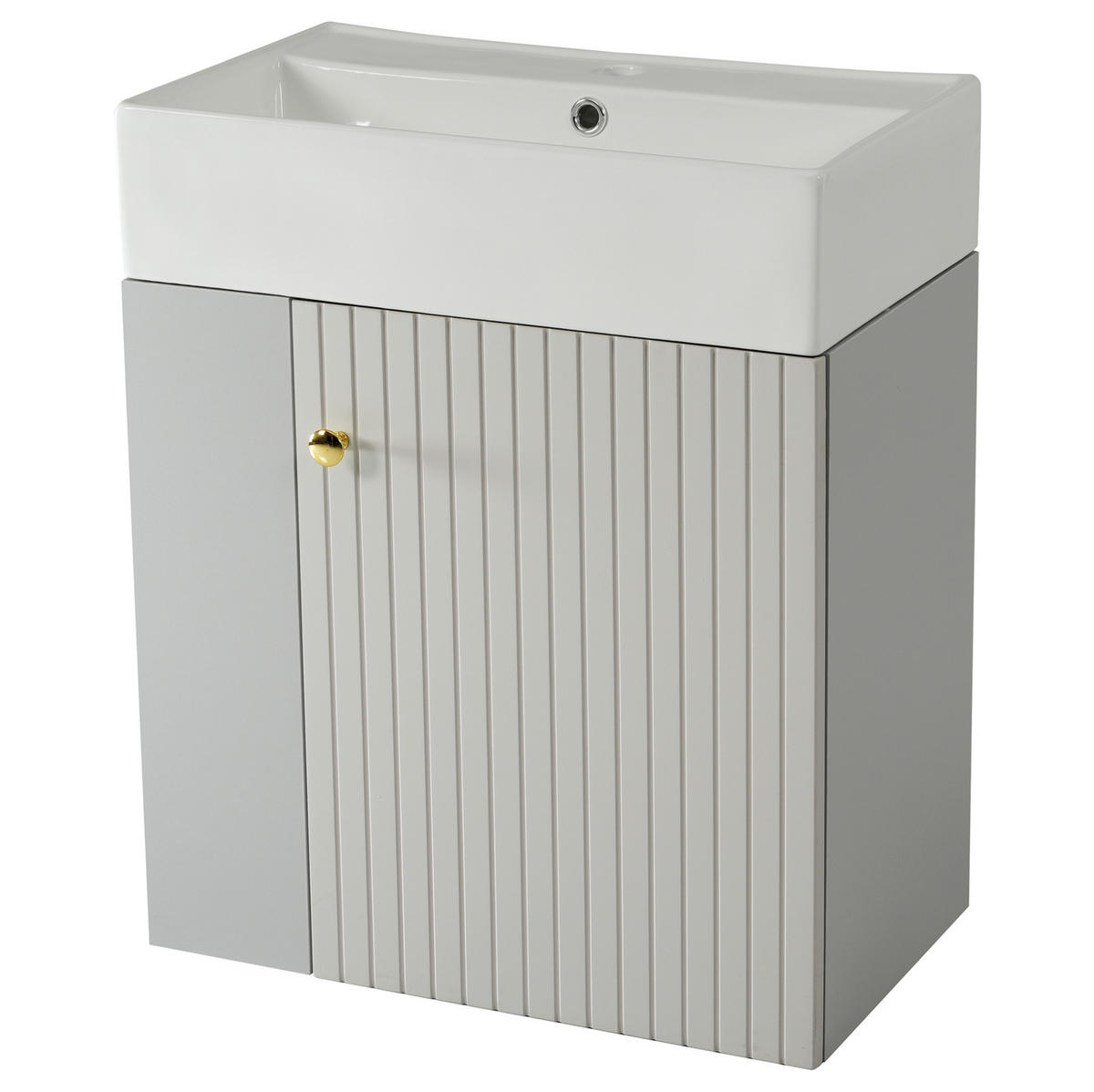 WASCHTISCHKOMBI 55 cm Grau/Weiß aus Spanplatte mit Keramikbecken und Soft-Close - Grau, Holzwerkstoff (55/66.5/31cm) - OKMYHOME