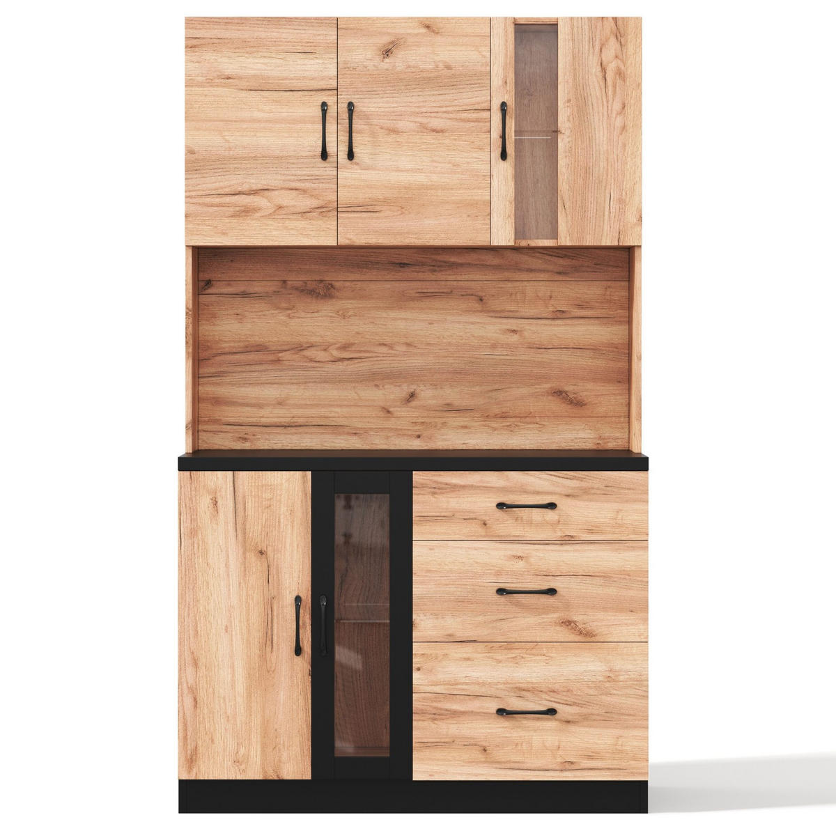 KÜCHENHOCHSCHRANK mit LED und Steckdose 105 x 40 x 180 cm MDF Neutral - Braun, Holzwerkstoff (40/180/105cm) - Meubliv