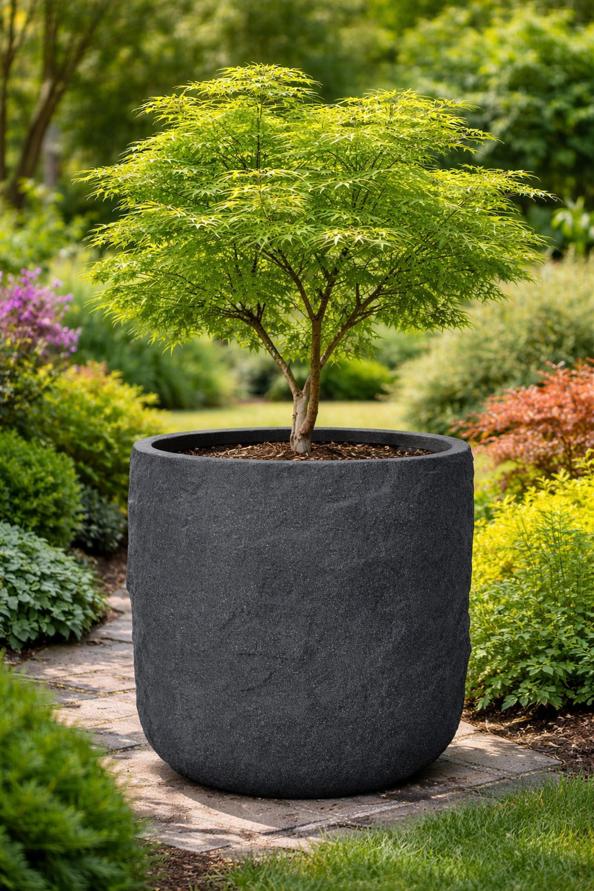 PFLANZKASTEN The Rock 53x50,5 cm, Steinoptik Anthrazit, Fiberstone - Anthrazit, Kunststoff (53/50.5/53cm) - dasmöbelwerk