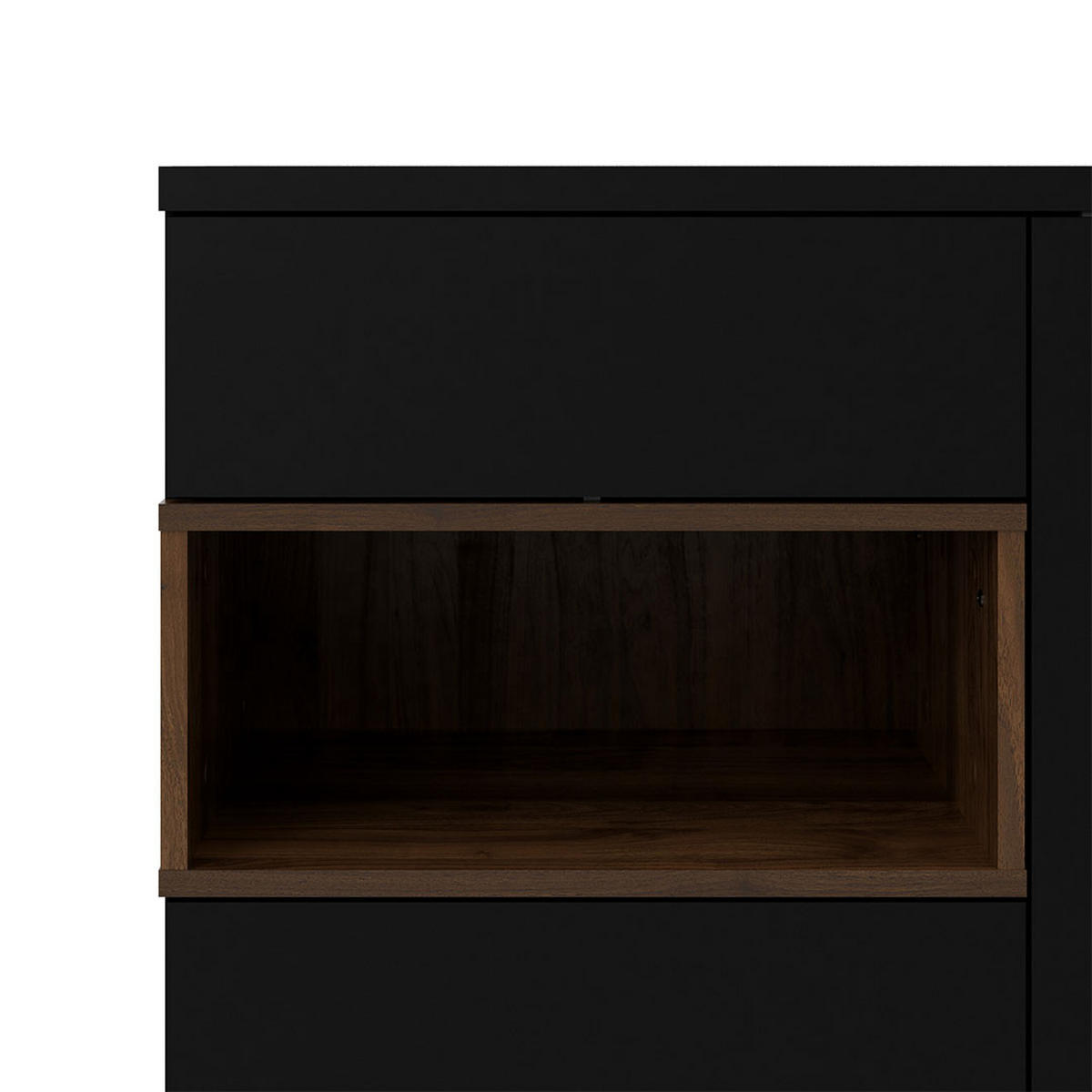 SIDEBOARD Ringe Schwarz 89/37/119 cm - Schwarz, Holzwerkstoff (89/119/37cm) - ebuy24