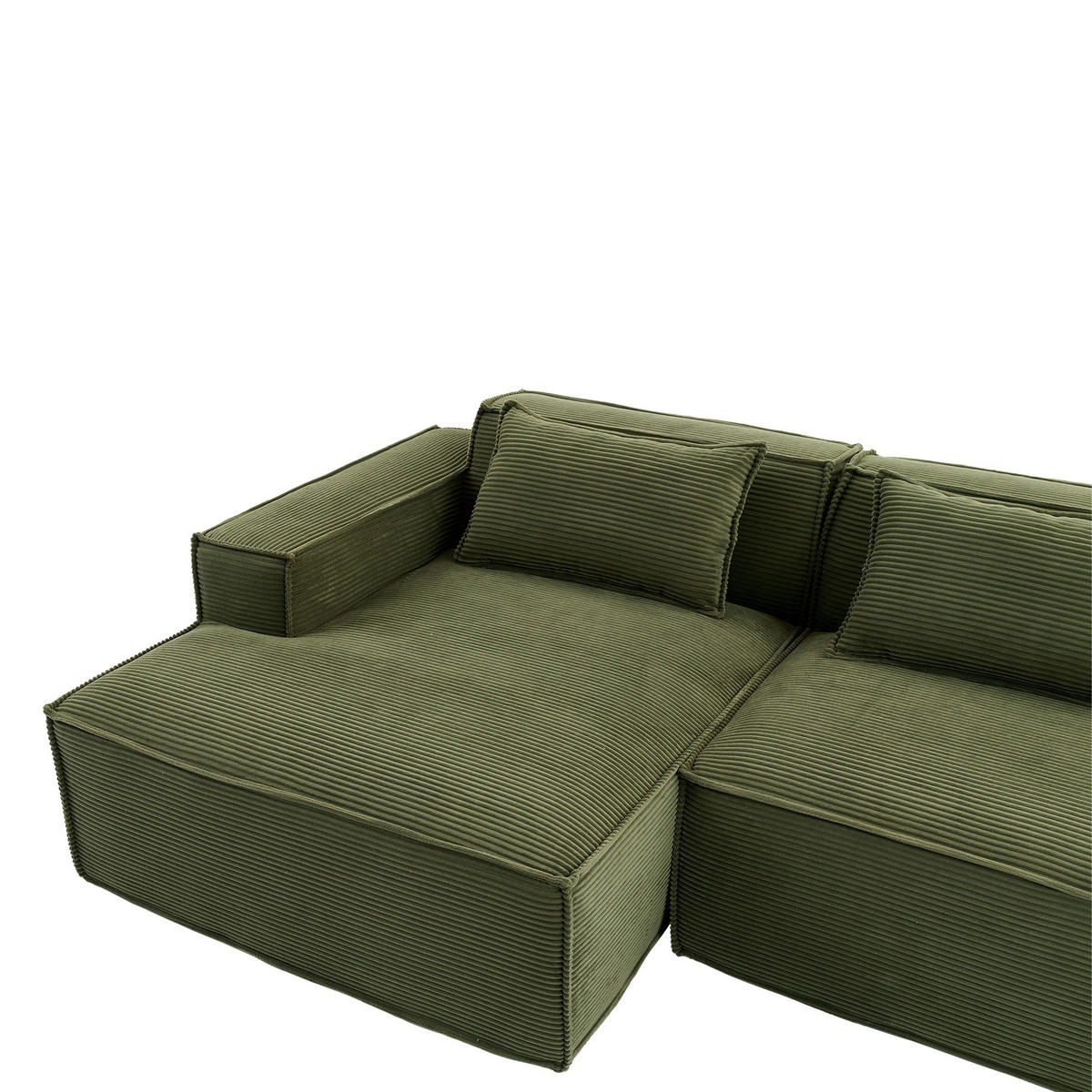 ECKSCHLAFSOFA L-/U-/2-er Sofa mit Schlaffunktion,Modulsofa,Cord,Hellgrün - Hellgrün, Textil (129/233cm) - LVHOM
