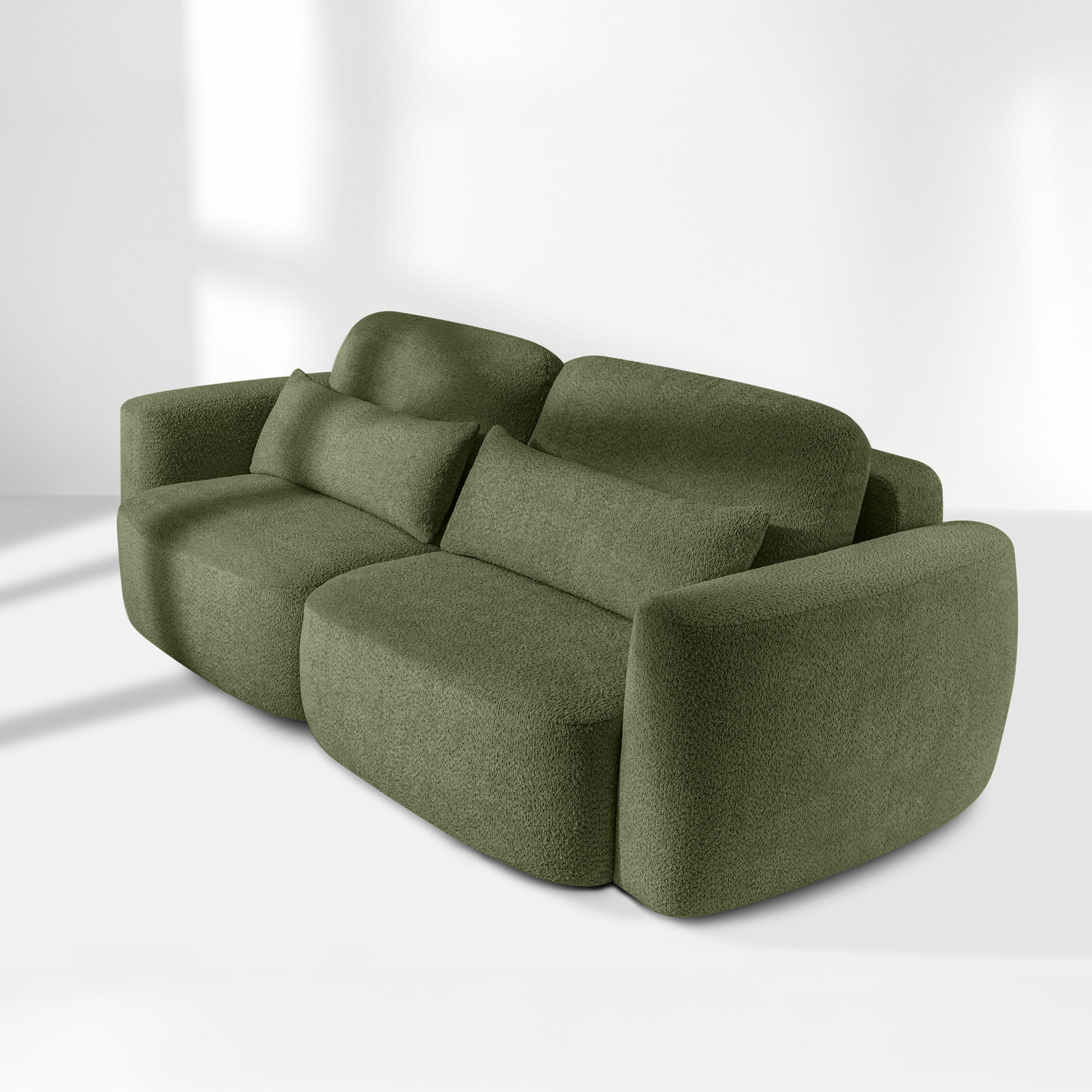 SOFA 3 ELOSA - Olivgrün, Holz/Textil (245/85/115cm) - KONSIMO®