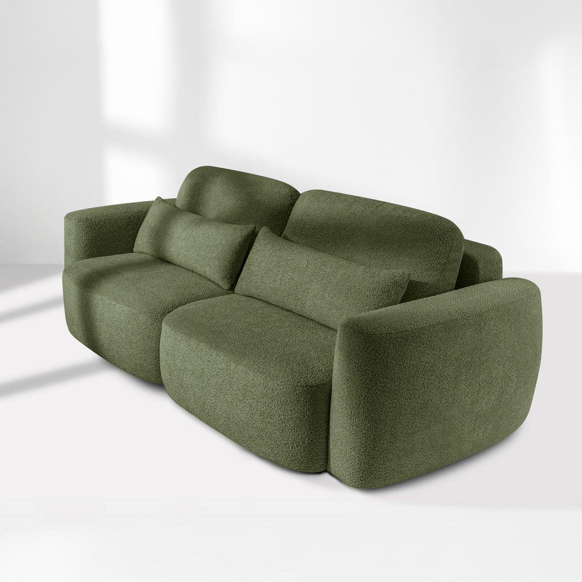 SOFA 3 ELOSA - Olivgrün, Holz/Textil (245/85/115cm) - KONSIMO®