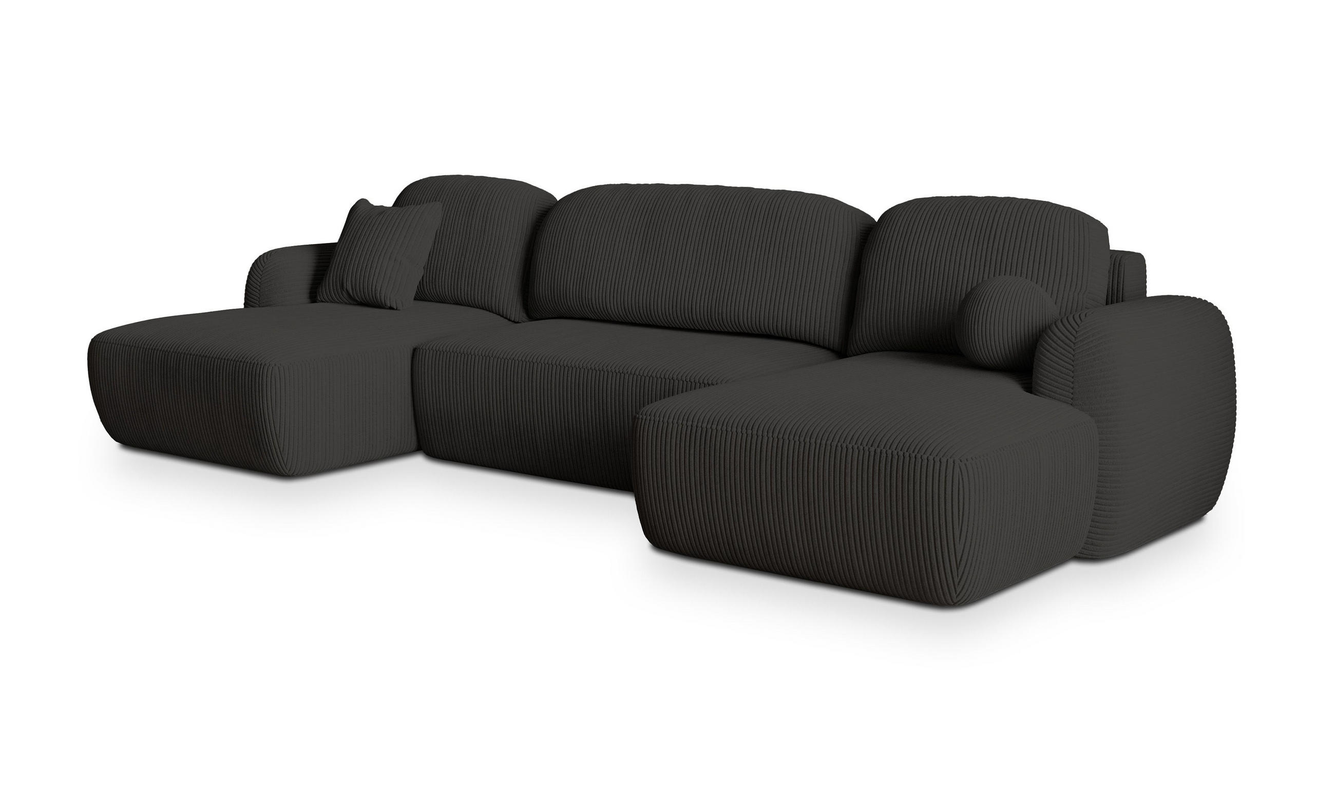 ROHOVÁ SEDAČKA SAVONA černá - černá, dřevo/textil (320/148cm) - MASSENO