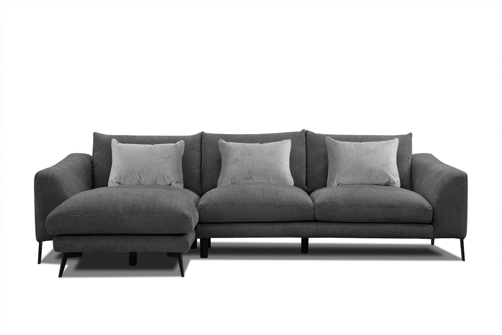 ECKSOFA WINTER 4-Sitzer, graphitfarben - Schwarz/Graphitfarben, Holzwerkstoff/Textil (158/269cm) - Courtois Laville