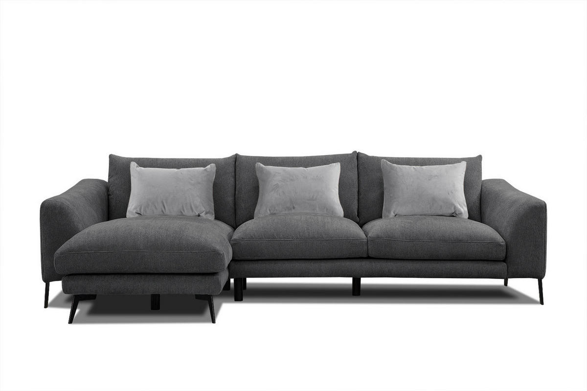 ECKSOFA WINTER 4-Sitzer, graphitfarben - Schwarz/Graphitfarben, Holzwerkstoff/Textil (158/269cm) - Courtois Laville
