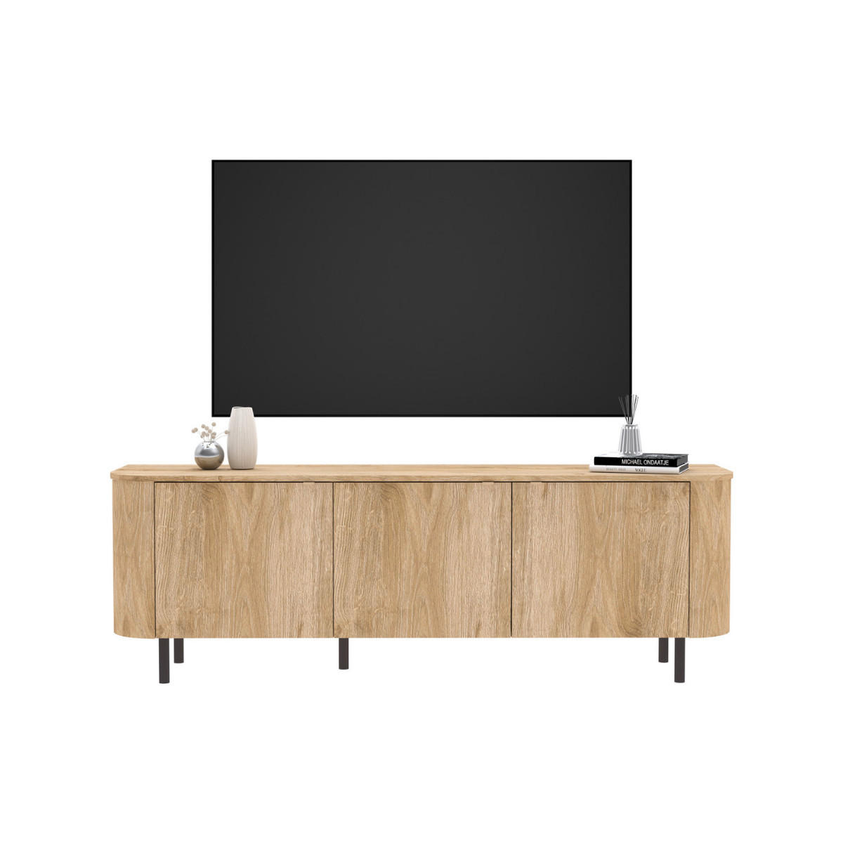 TV-MÖBEL mit 3 Türen abgerundeten Kanten Eichendekor 180,2/42/60,2 cm - Eschefarben, Holzwerkstoff (42/60.2/180.2cm) - Calicosy
