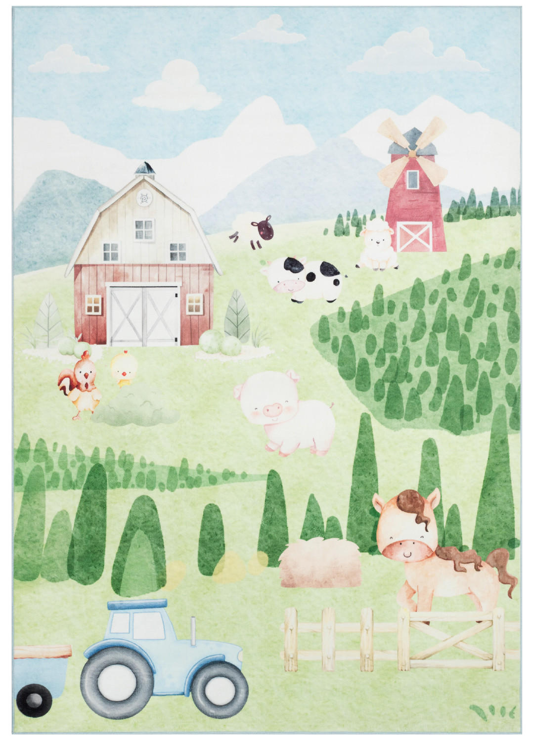 KINDERTEPPICH KIDS Grün Bauernhof 200/300 cm - Grün, Textil (200/300cm) - Tapiso