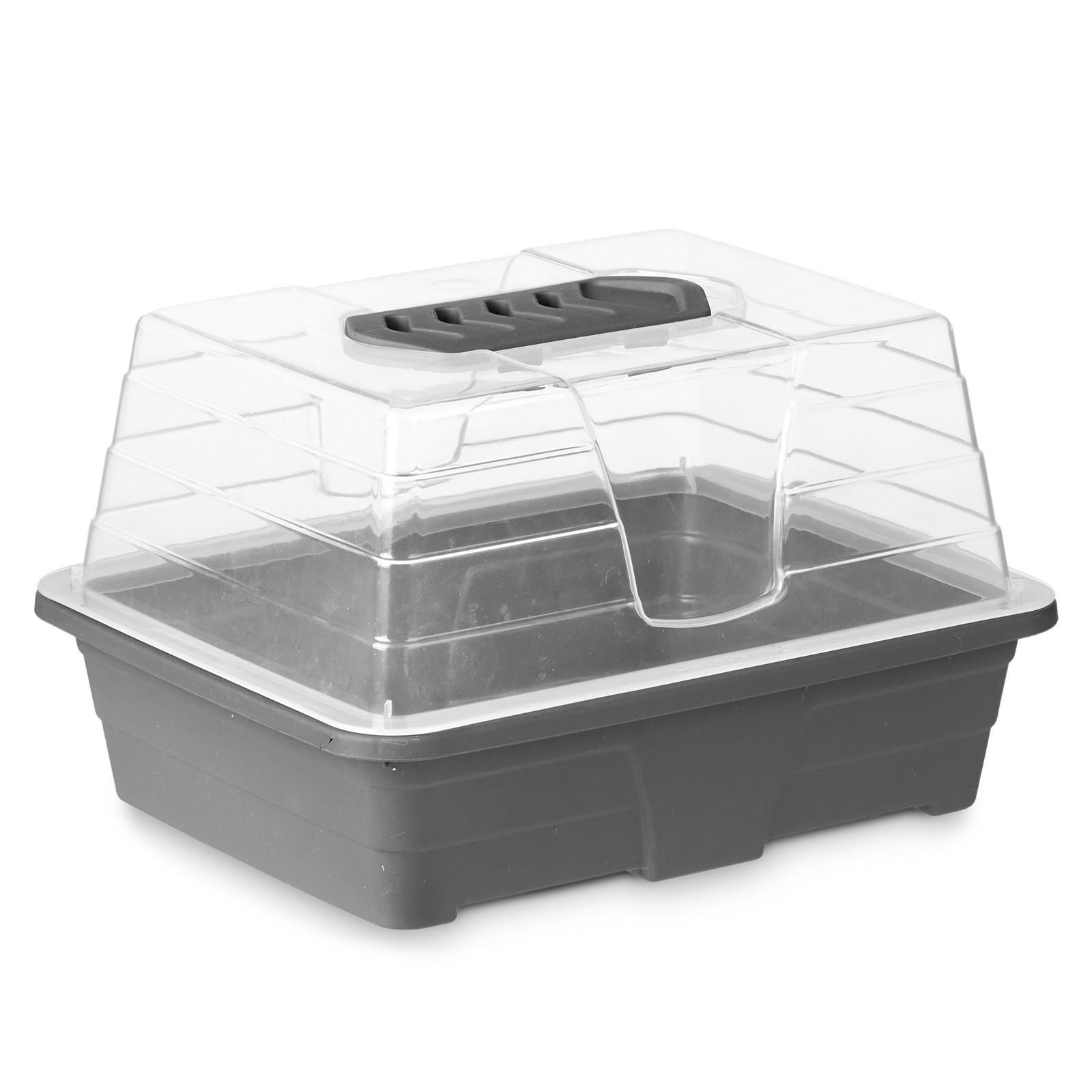 MINIGEWÄCHSHAUS Kunststoff 17,4/21,5/12,8 cm - Grau, Kunststoff (21.5/12.8/17.4cm)