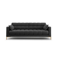 SOFA Mamaia aus strukturiertem Stoff dunkelgrau 3 Sitzplätze - Dunkelgrau, Textil (92/75/177cm) - Micadoni