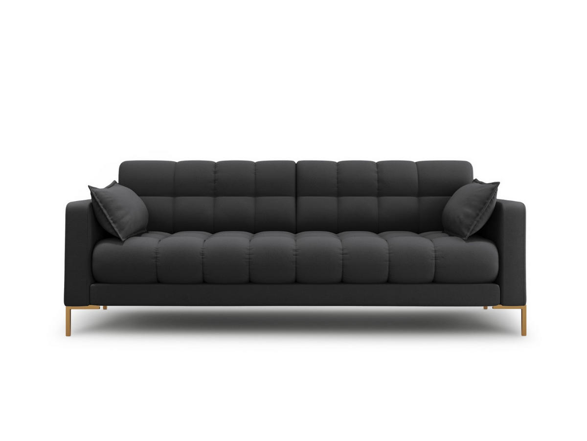 SOFA Mamaia aus strukturiertem Stoff dunkelgrau 3 Sitzplätze - Dunkelgrau, Textil (92/75/177cm) - Micadoni
