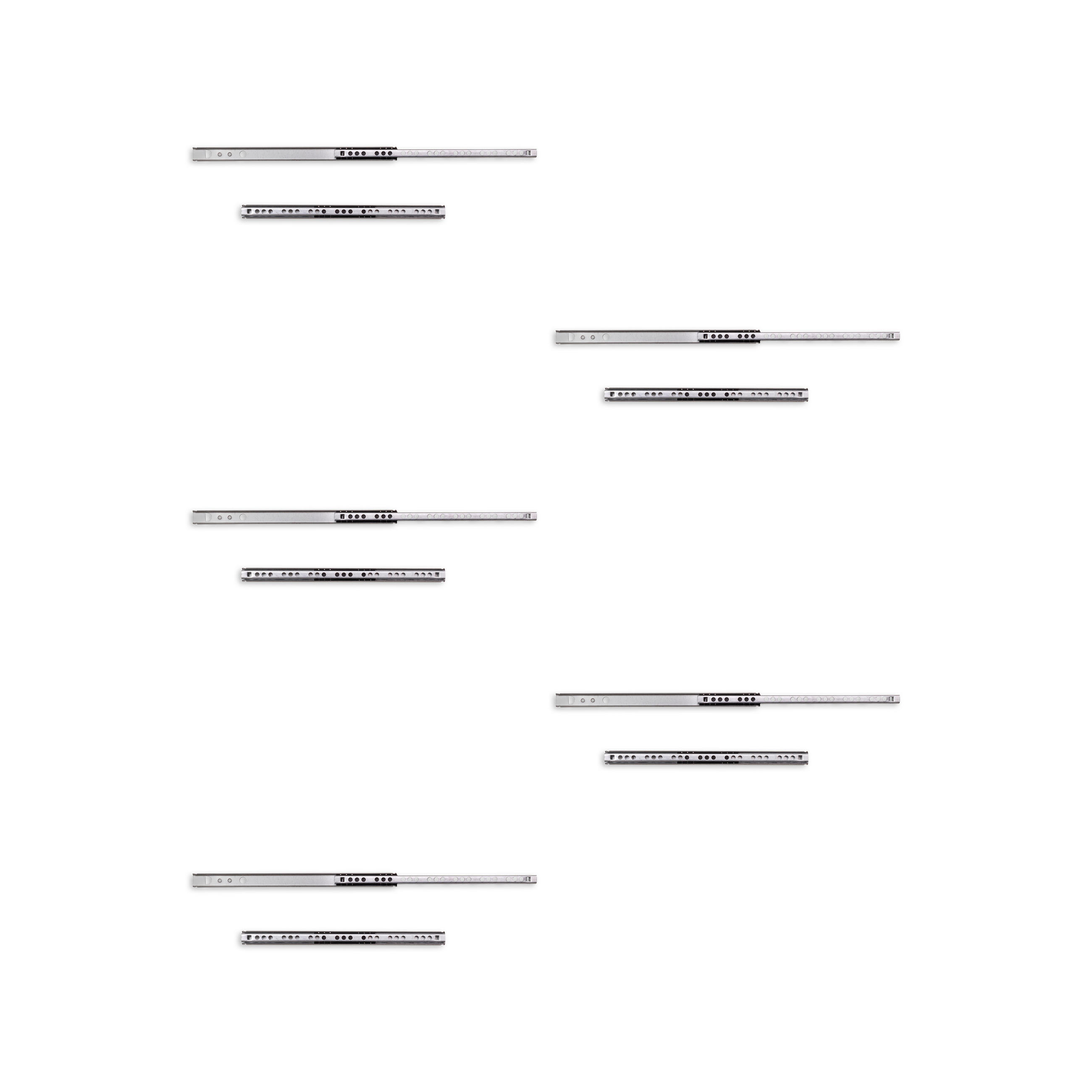 KUGELFÜHRUNGEN Höhe 17mm, TeilVollauszug, Verzinkt 5er-set - Zinkfarben, Metall (1/2/24.6cm) - EMUCA