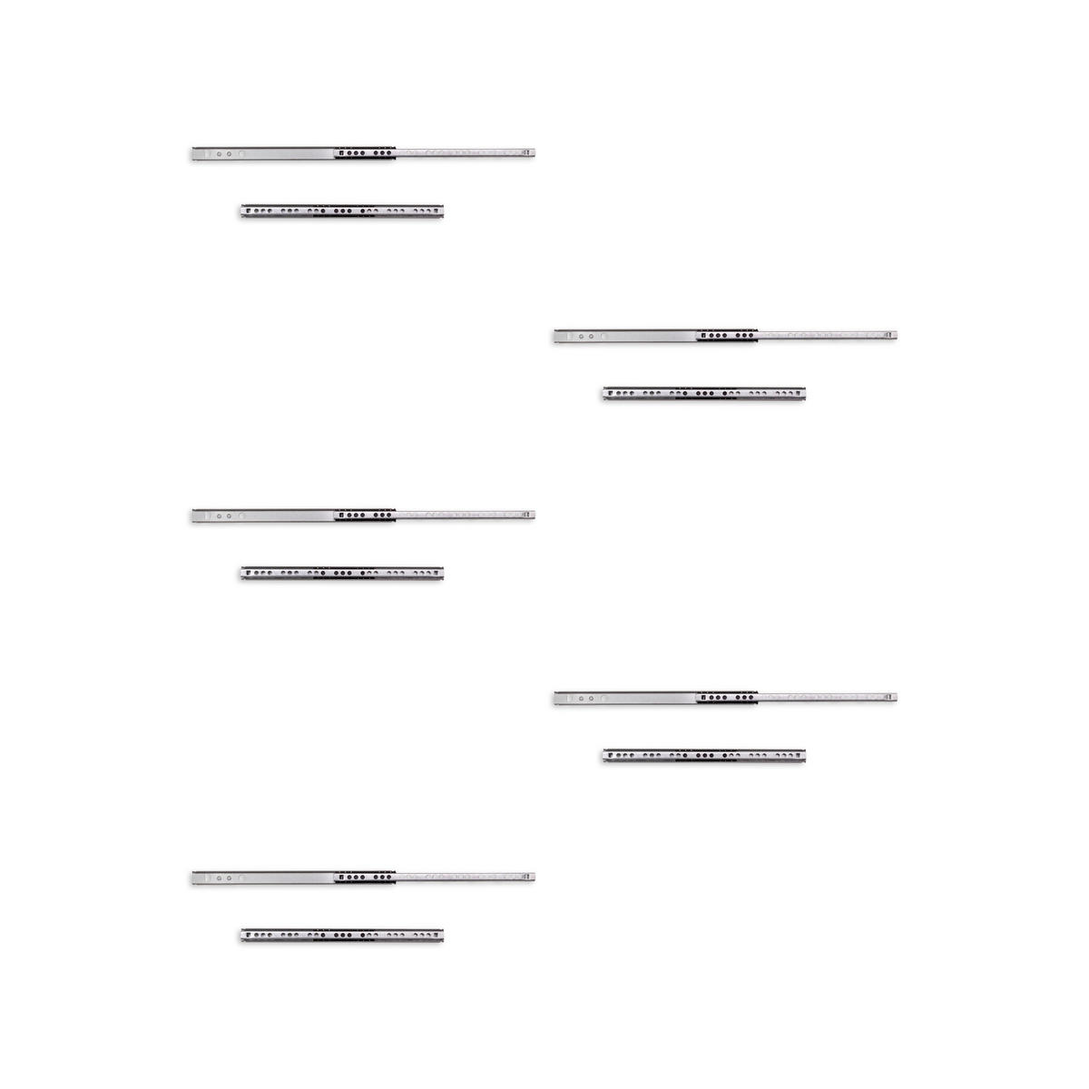 KUGELFÜHRUNGEN Höhe 17mm, TeilVollauszug, Verzinkt 5er-set - Zinkfarben, Metall (1/2/24.6cm) - EMUCA