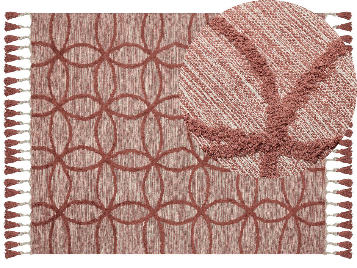 KURZFLOR-TEPPICH Kirsehir 230/160 cm - Rot, Textil (160/230cm) - Beliani