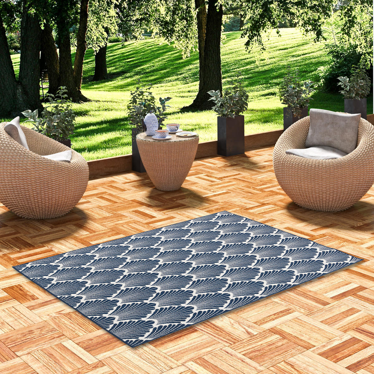 IN- UND OUTDOOR TEPPICH BEIDSEITIG CAPE COD MODERN - Blau, Textil (200/280cm) - Pergamon