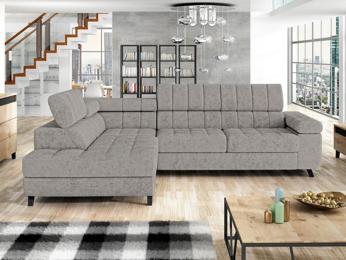 ECKSOFA Nord, Seite: Links - Schwarz/Alufarben, Holz/Textil (264/203cm) - MIRJAN24