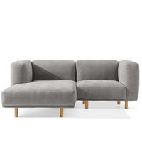 ECKSOFA-LINKS FOSERO, Chenille-Stoff - Buchefarben/Hellgrau, Holz/Holzwerkstoff (204/155cm) - KONSIMO®