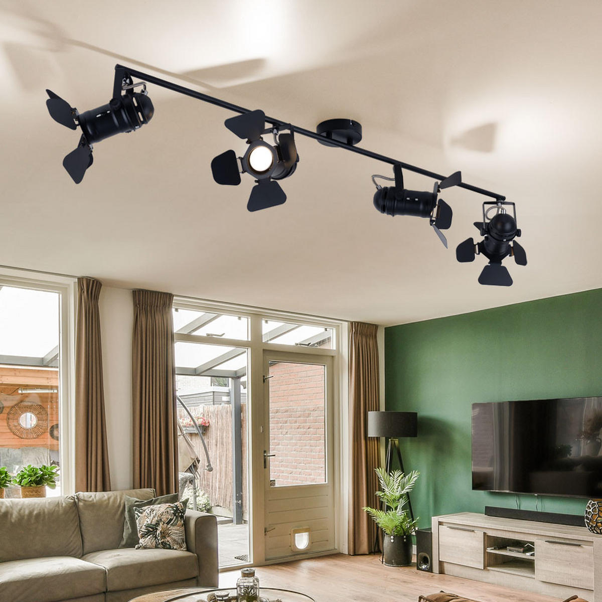 LED DECKENLEUCHTE Egon Schwarz Metall - Schwarz, Metall (110/18/26.5cm) - Globo Lighting