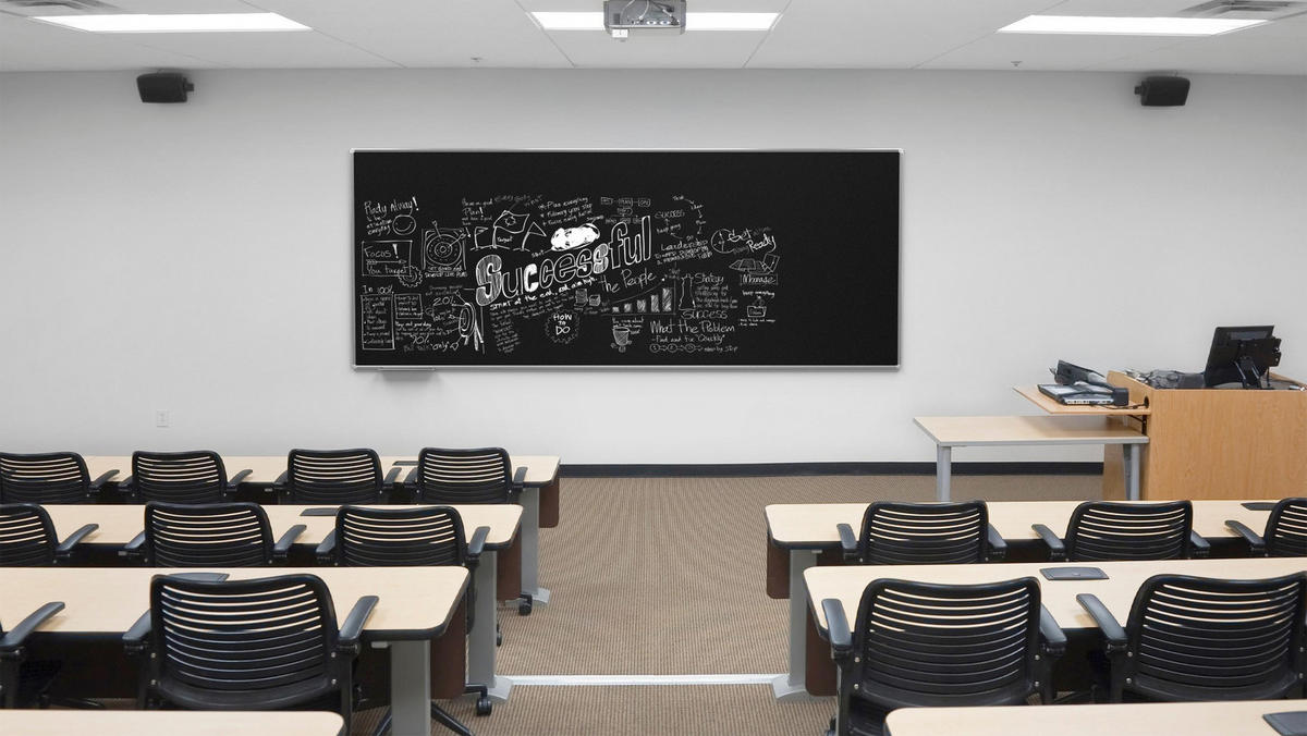 SCHWARZE magnetische Kreidetafel mit Alurahmen Premium EXPO 300x120cm - Schwarz, Metall (300/120/1.6cm) - ALLboards