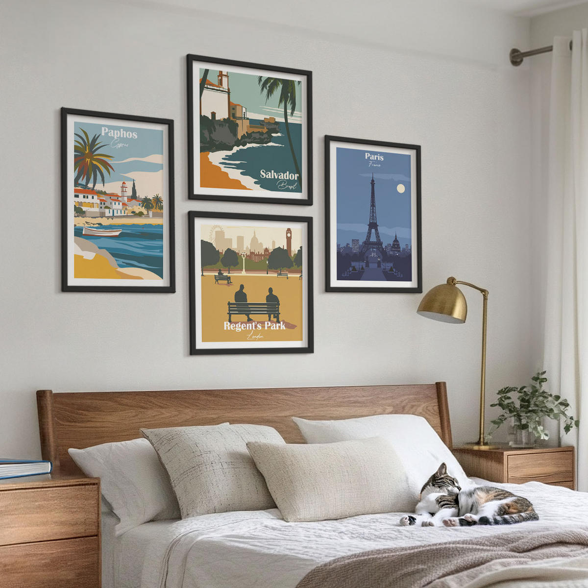 BILDER SET 4er Set - 50x50 cm & 40x60 cm Schwarzer Rahmen - Architektur der Küstenstädte - Schwarz, Kunststoff (50/50cm) - TULUP
