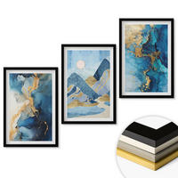 WANDBILDER 3er-Set - 40x60 cm Schwarzer Rahmen - Abstrakte Muster der Blue Mountains - Schwarz, Kunststoff (40/60cm) - ArtPrintCave