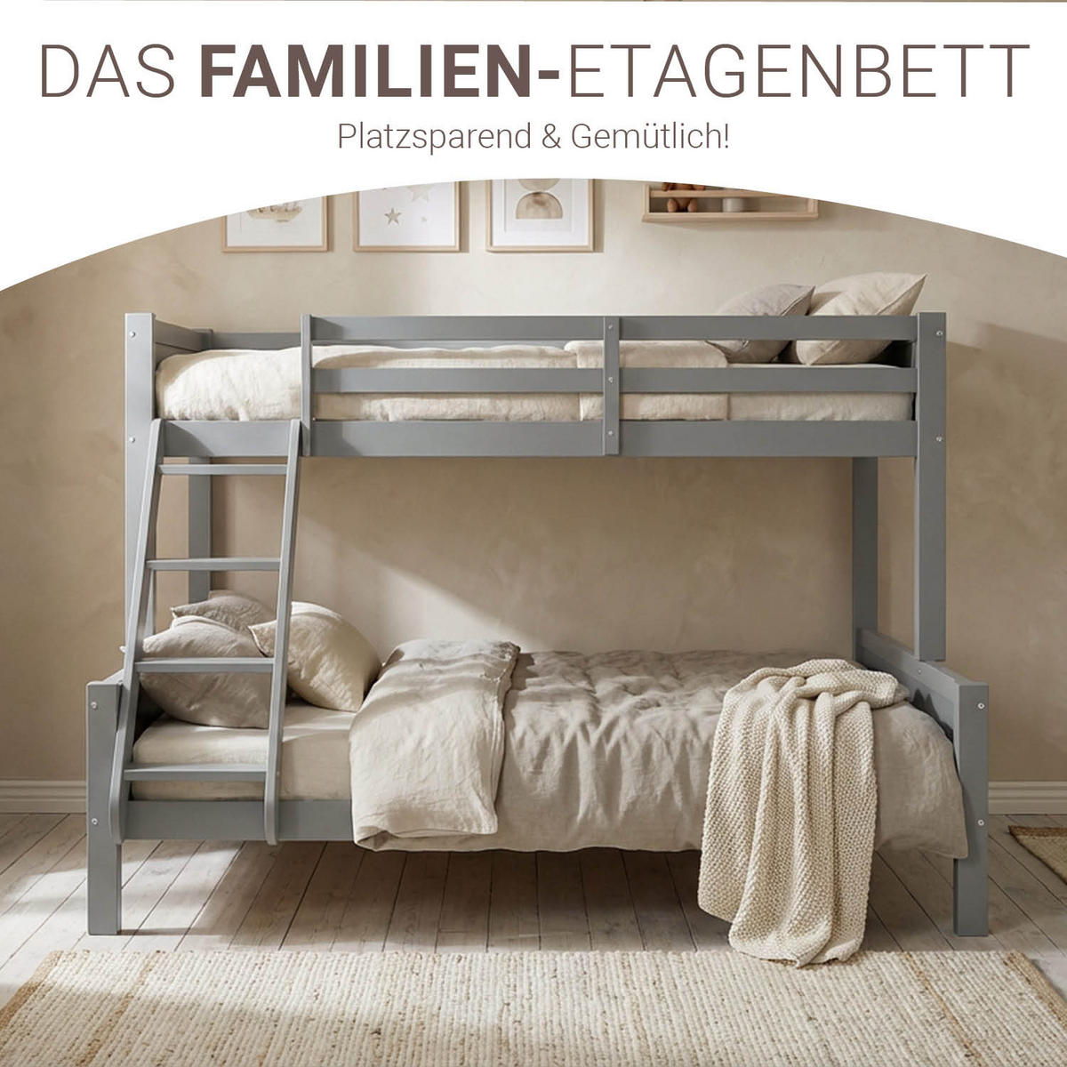 ETAGENBETT 90/200 cm und 140/200 cm Grau - Grau, Holz (140/200cm) - Homestyle4u