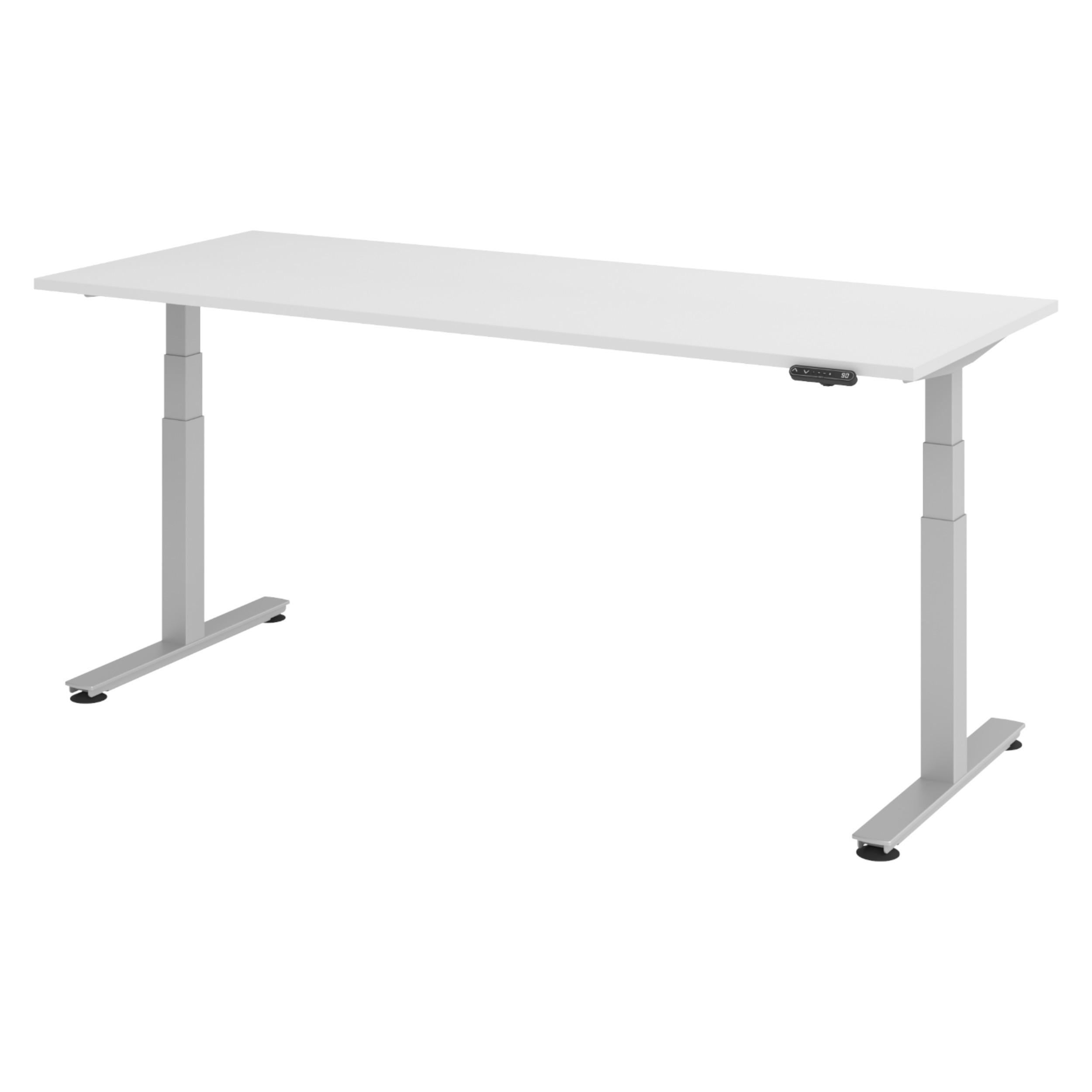 SCHREIBTISCH elektrisch XDSM 80/200/74 cm in Weiß/Silberfarben - Silberfarben/Weiß, Holzwerkstoff (80/200/74cm) - bümö