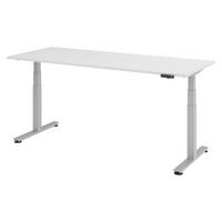 SCHREIBTISCH elektrisch XDSM 80/200/74 cm in Weiß/Silberfarben - Silberfarben/Weiß, Holzwerkstoff (80/200/74cm) - bümö