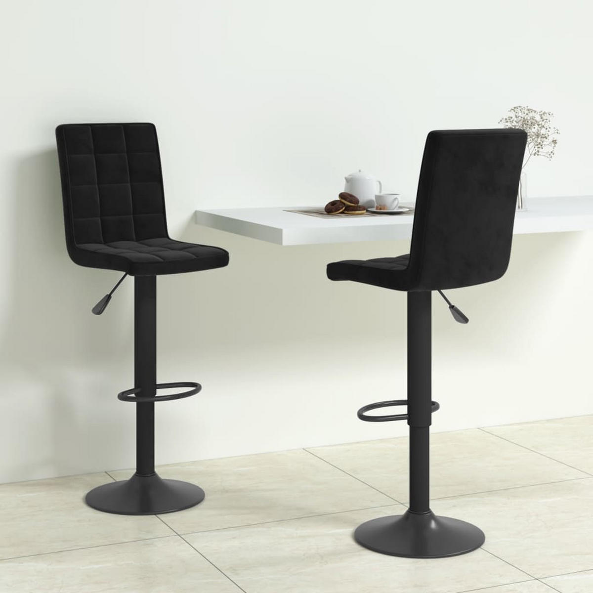 BARHOCKER 2 Stk. Schwarz Samt - Schwarz, Textil (52/124.5/40cm) - vidaXL