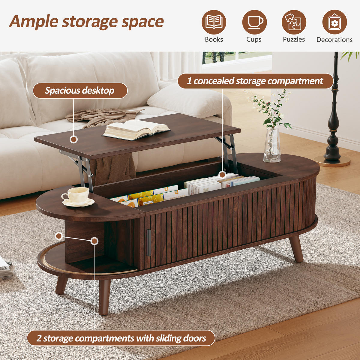 COUCHTISCH Nussbaum 120/50/39,5 cm - Walnussfarben, Holzwerkstoff (50/120/39.5cm) - PANGIVO
