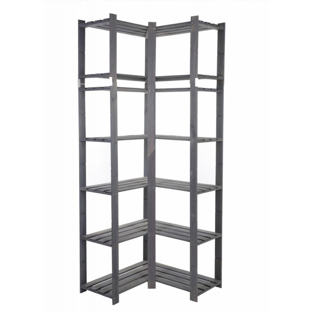 ECKREGAL PINEPEAK 220x85x38cm 7 Fachboden 1,2cm dickes Kiefernholz Grau - Grau, Holz (85/220/38cm) - PROREGAL