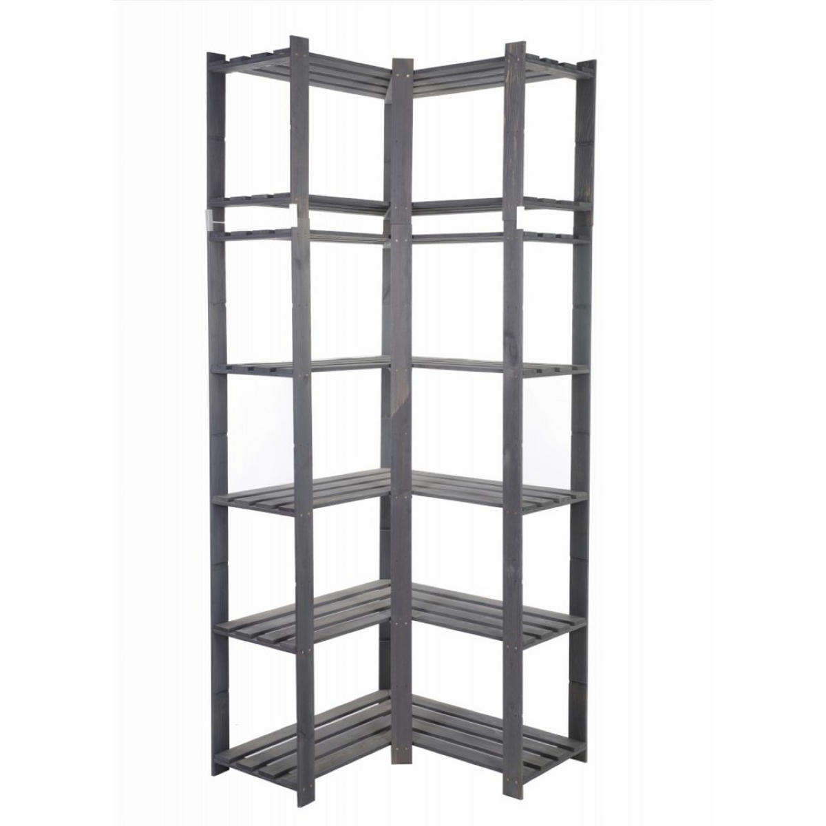 ECKREGAL PINEPEAK 220x85x38cm 7 Fachboden 1,2cm dickes Kiefernholz Grau - Grau, Holz (85/220/38cm) - PROREGAL