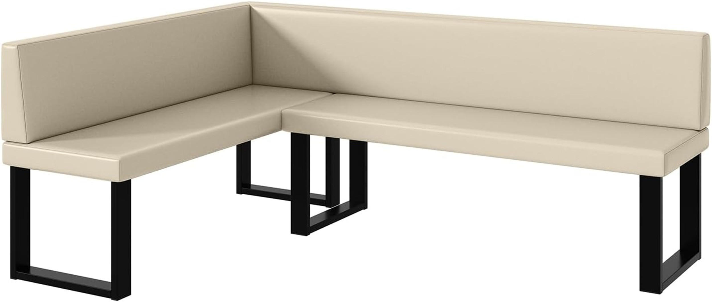 ECKBANK TONI_U - Creme, Leder (142/196cm) - Meblini