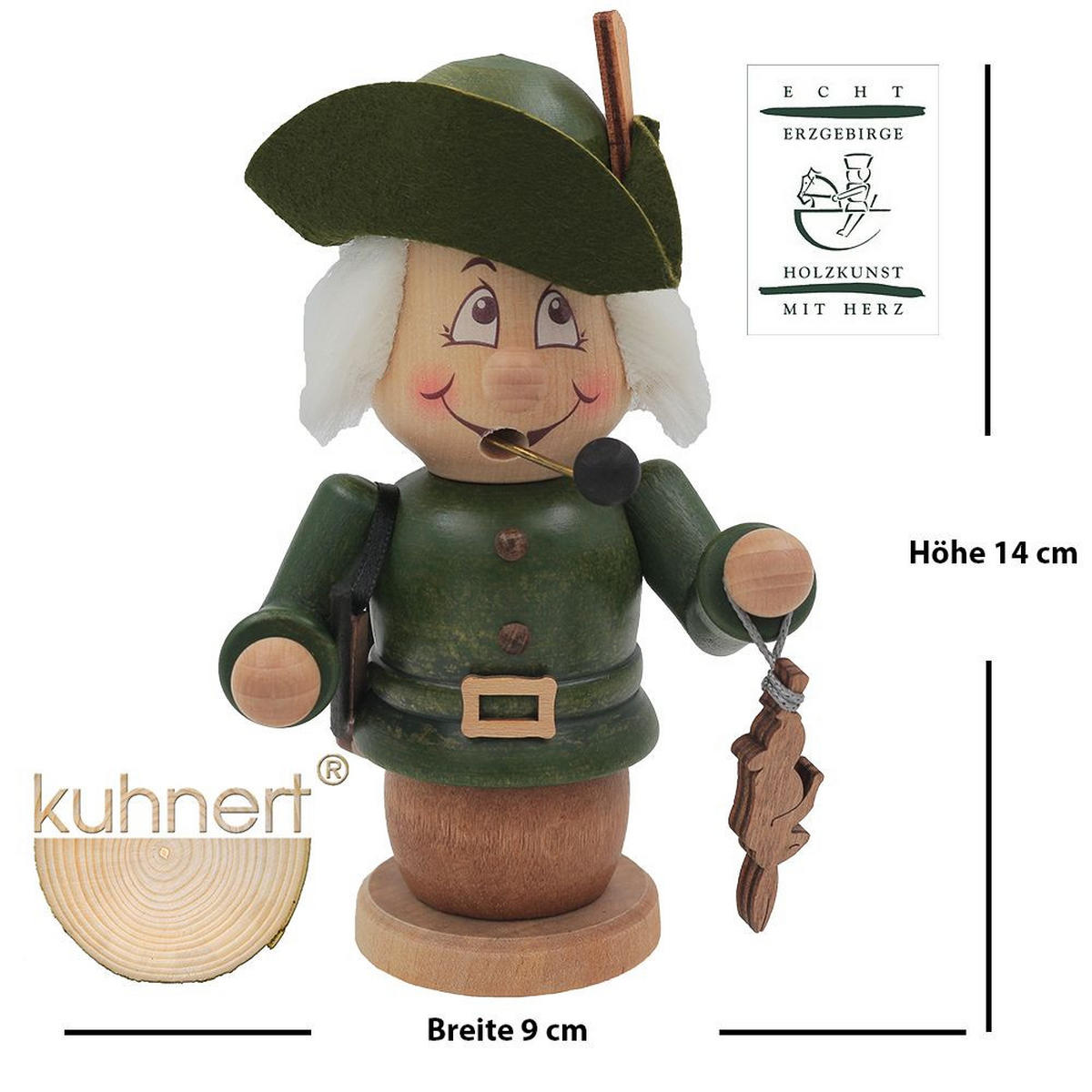 RAUCHFIGUR Wichtel Jäger 15cm - Multicolor, Holz (9/15/0.1cm)