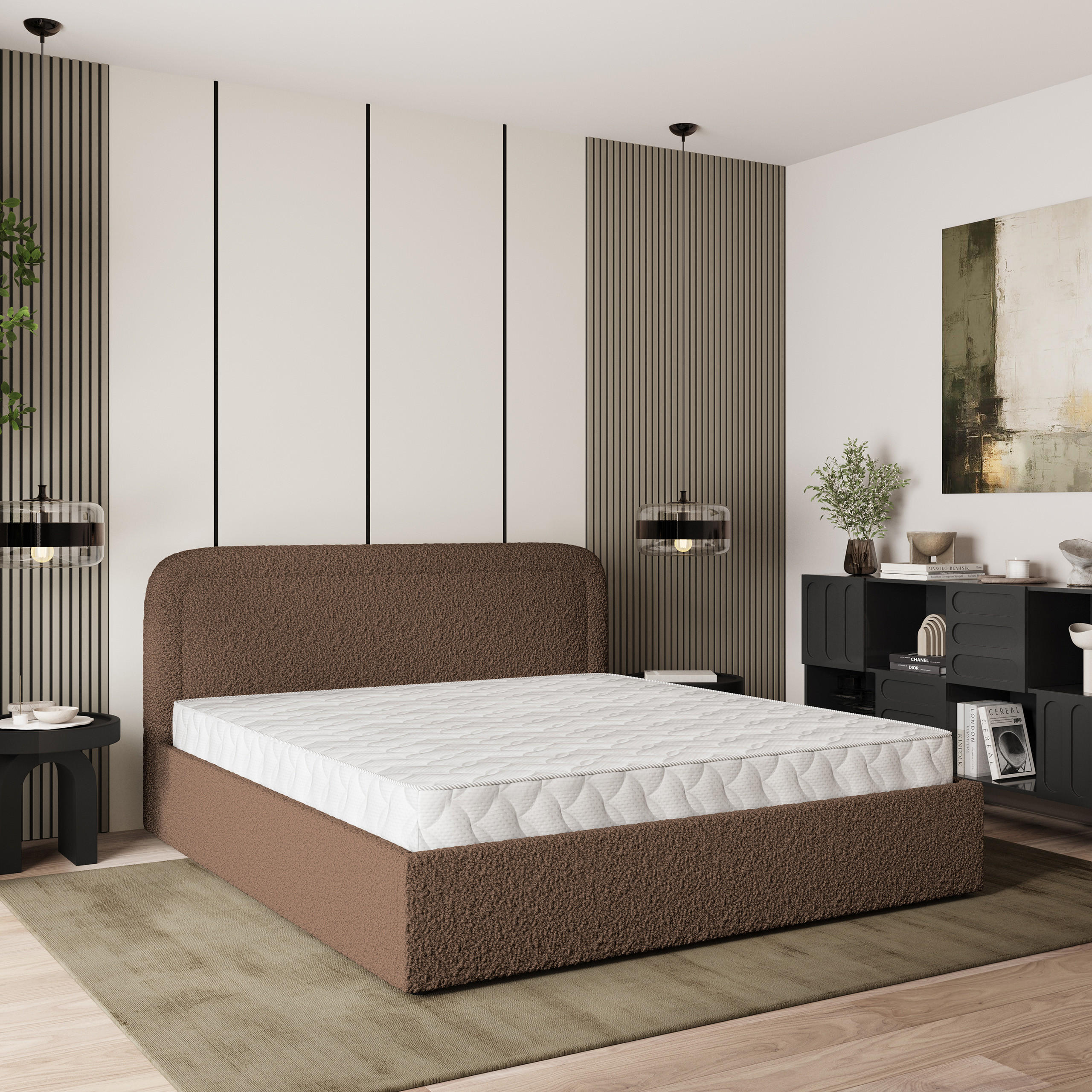 POLSTERBETT BENIRA Q 180x200 cm mit Bettkästen - Braun - Braun, Holz (180/200cm) - MASSENO