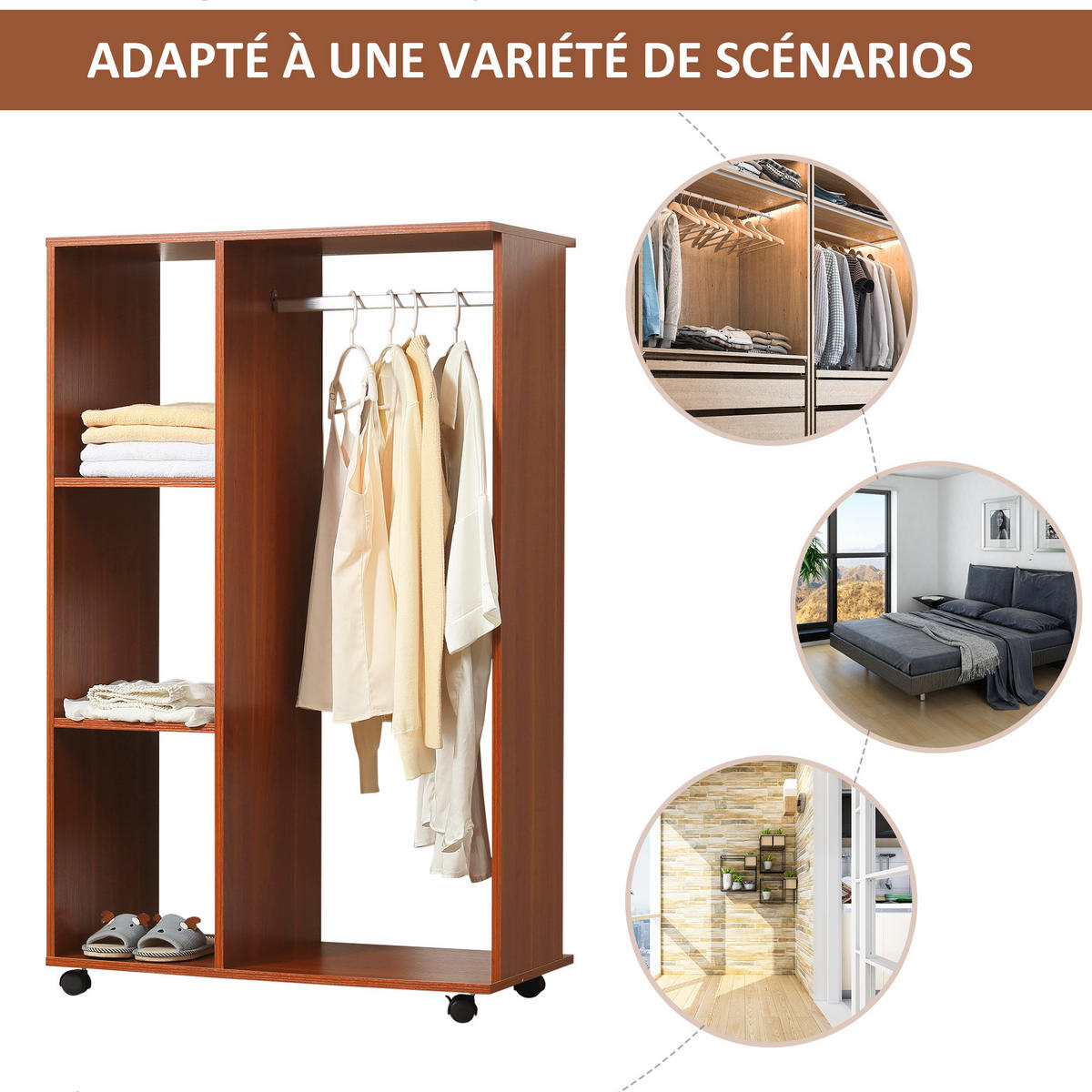 KLEIDERSCHRANK Braun 1 Stück - Braun, Holz (40/128/80cm) - GiPP