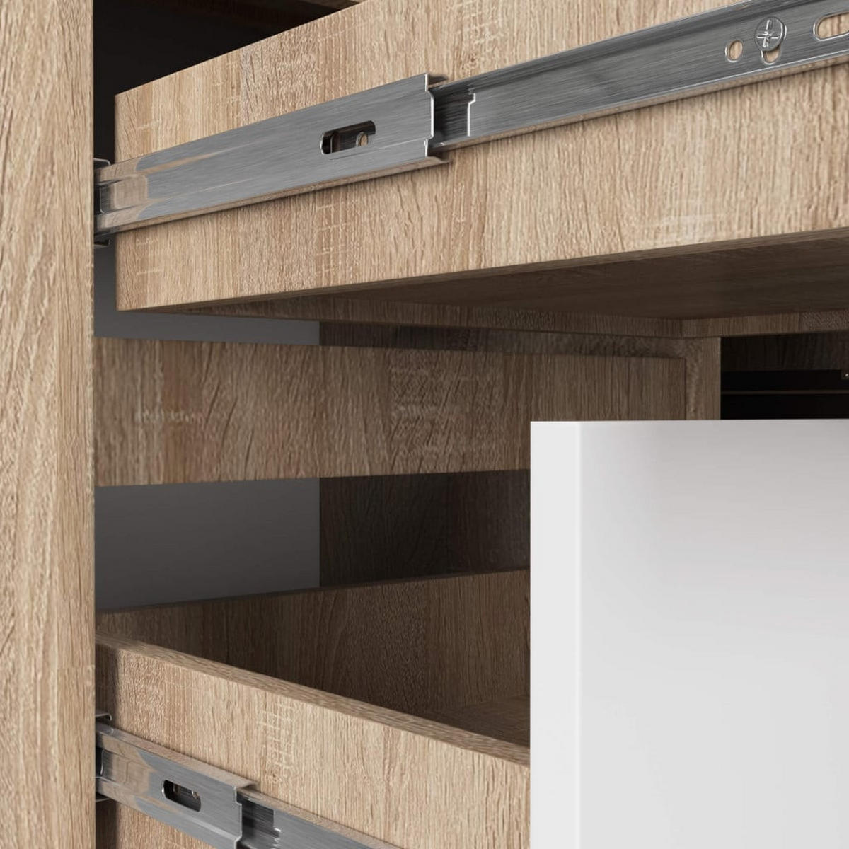 SCHREIBTISCH Eiche Sonoma, Weiß 77/155/85 - Weiß/Sonoma Eiche, Holzwerkstoff (85/155/77cm) - RAUMHIRSCH FURNITURE