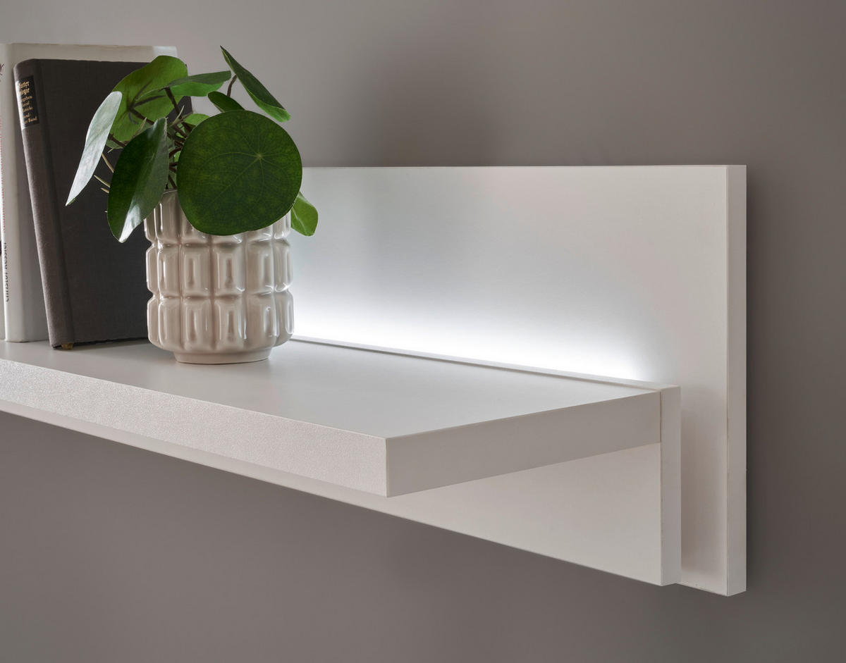 WANDBOARD M19 Weiß Matt 200/20/18 cm breit - Weiß, Holzwerkstoff (200/20/18cm) - Livojo