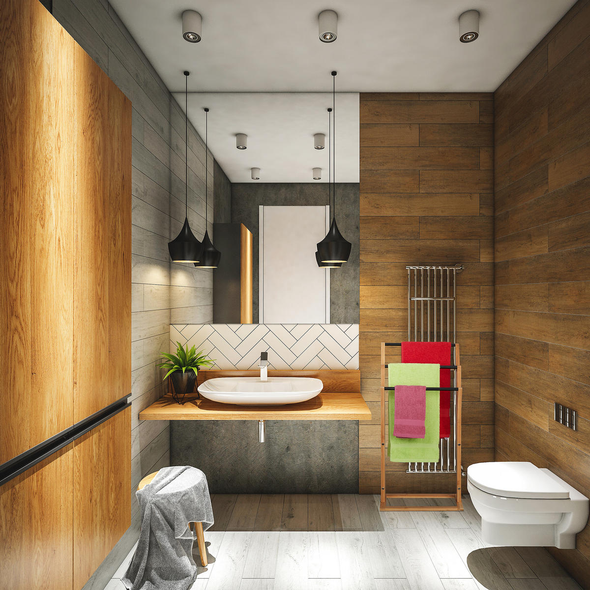 HANDTUCHHALTER - Hellbraun, Holz (42/82/24cm) - Relaxdays