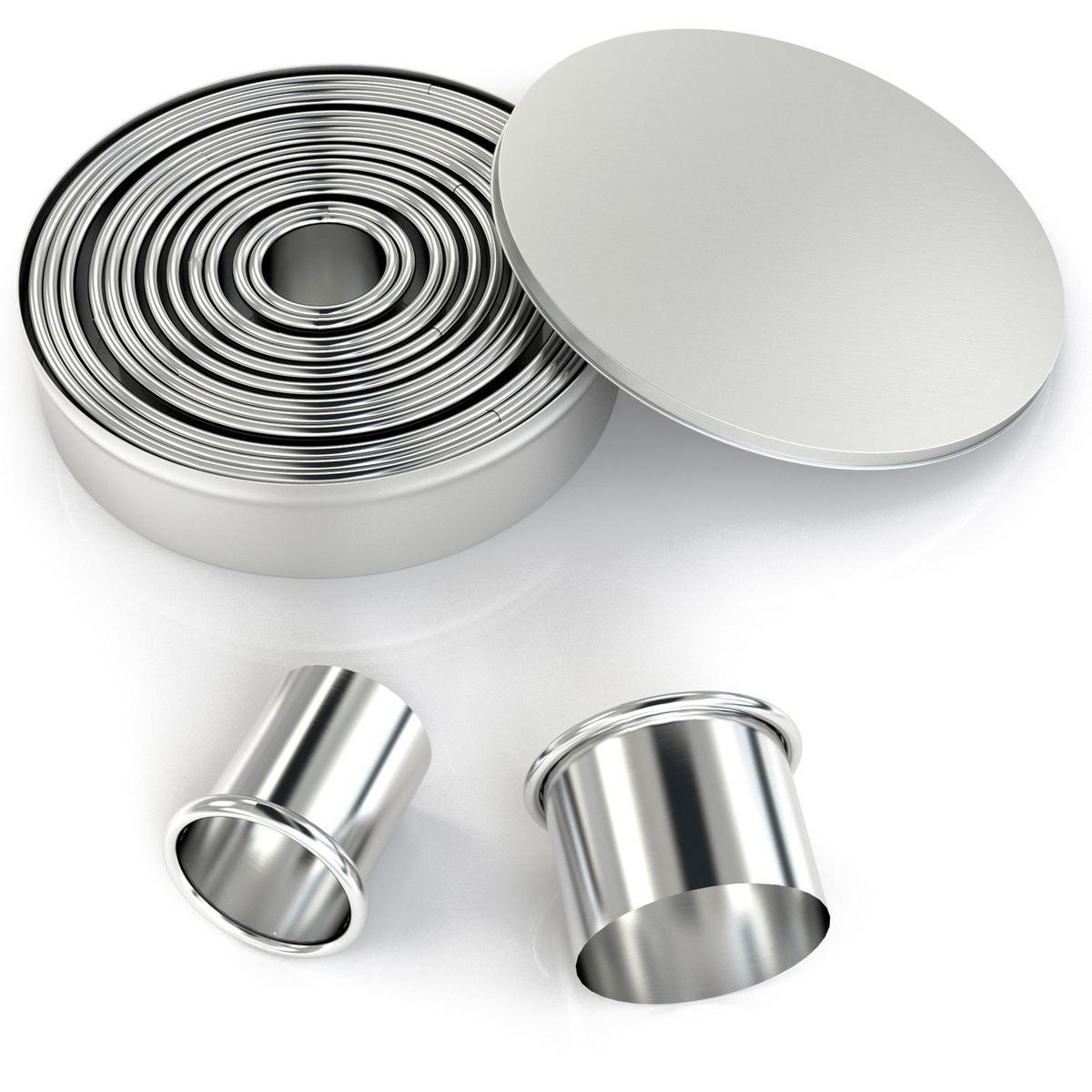 AUSSTECHFORMEN-SETMIT Aufbewahrungsbox (12-tlg.) - Silberfarben, Metall (12.5/3.5/12.5cm) - Intirilife