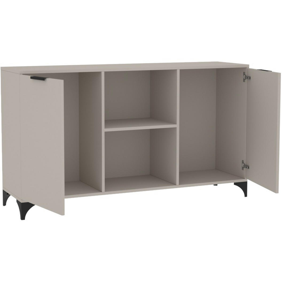KOMMODE Home mit 2 Türen, mit Griffen, Kaschmir - Kaschmir/Schwarz, Holzwerkstoff (150/85/40cm) - Beautysofa