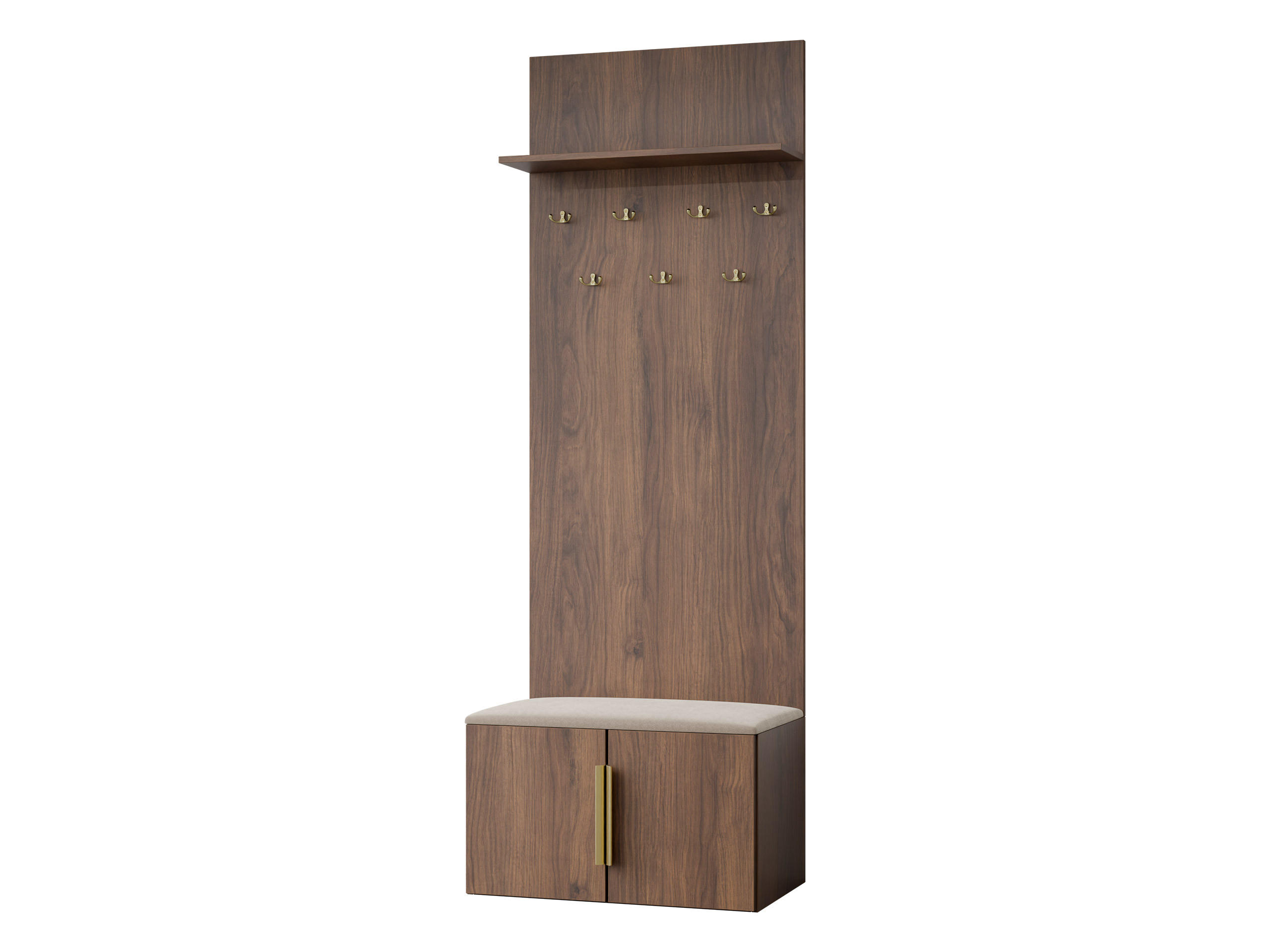 GARDEROBE MIT SITZBANK Kerkin - Beige/Goldfarben, Holzwerkstoff/Kunststoff (70/200/42cm) - MIRJAN24