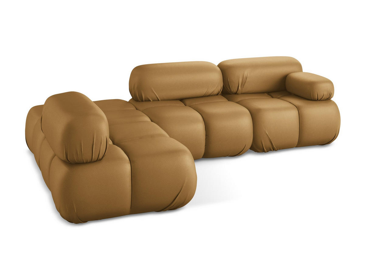 ECKSOFA Links Kunstleder Braun - Cognac/Schwarz, Leder/Kunststoff (190/285cm) - Makamii