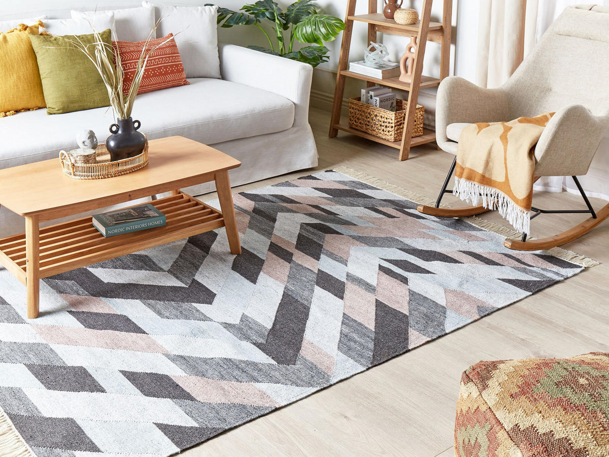 TEPPICH geflochten Nakkas 230/160 cm - Multicolor, Naturmaterialien (160/230cm) - Beliani