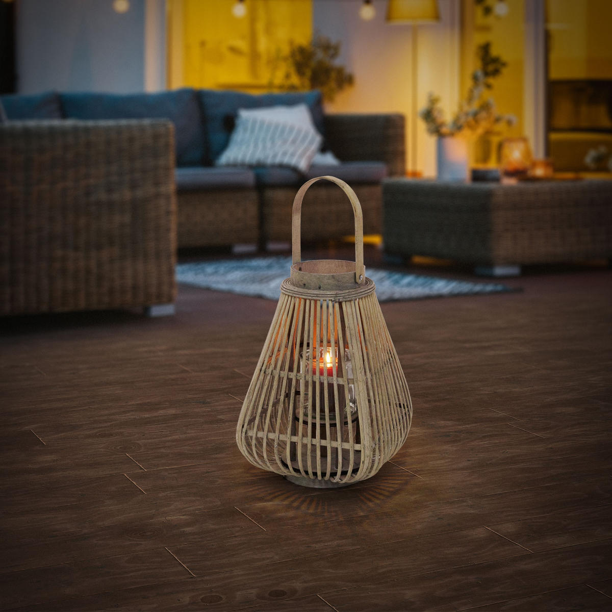 BAMBUSOVÁ LAMPION V: 50 cm, dřevěná barva, styl boho - přírodní, dřevo (24/50/24cm) - ECD-Germany