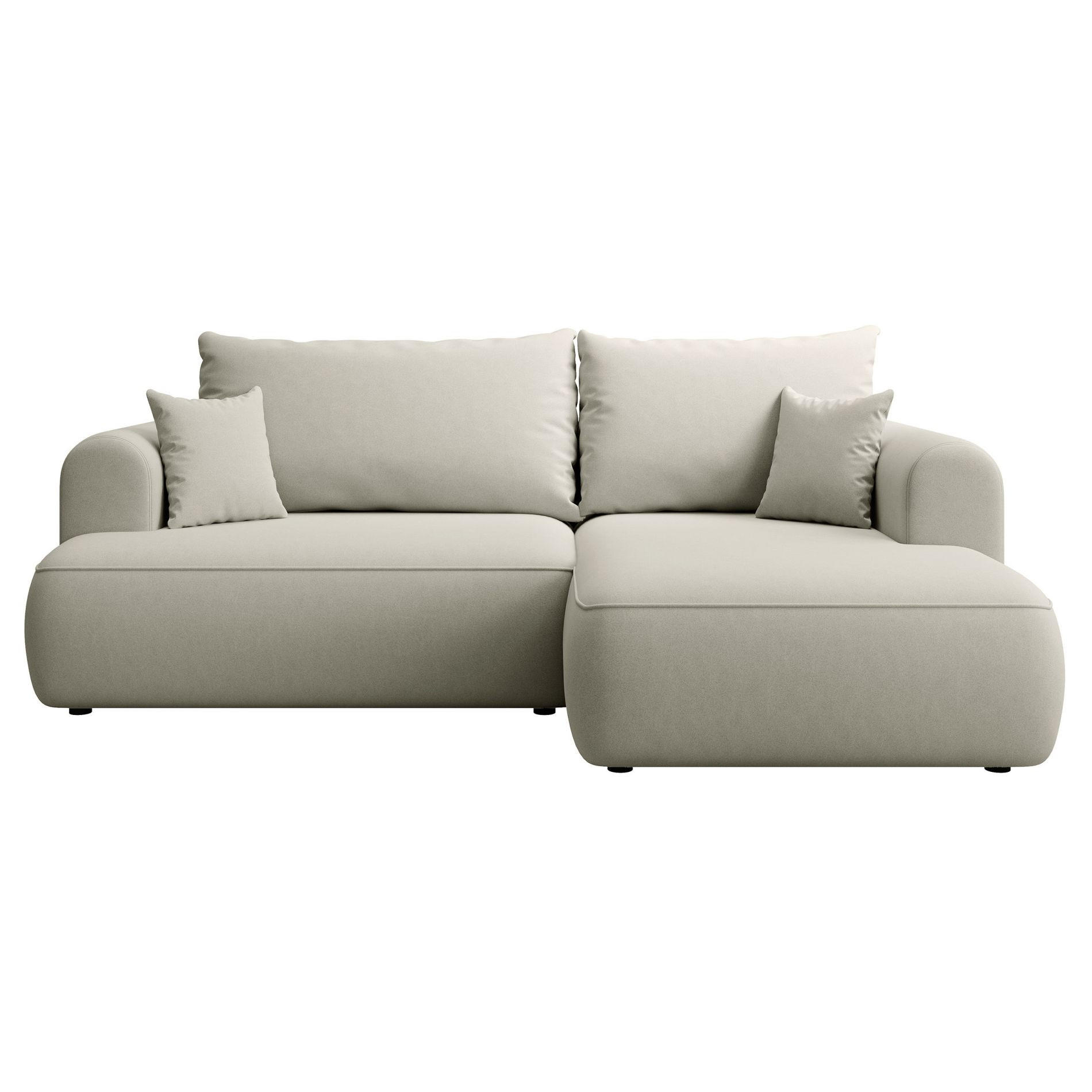 ECKSCHLAFSOFA Ovo Mini Hellbeige Easy-Clean-Samtbezug - Ecru/Schwarz, Kunststoff/Textil (156/238cm) - Selsey